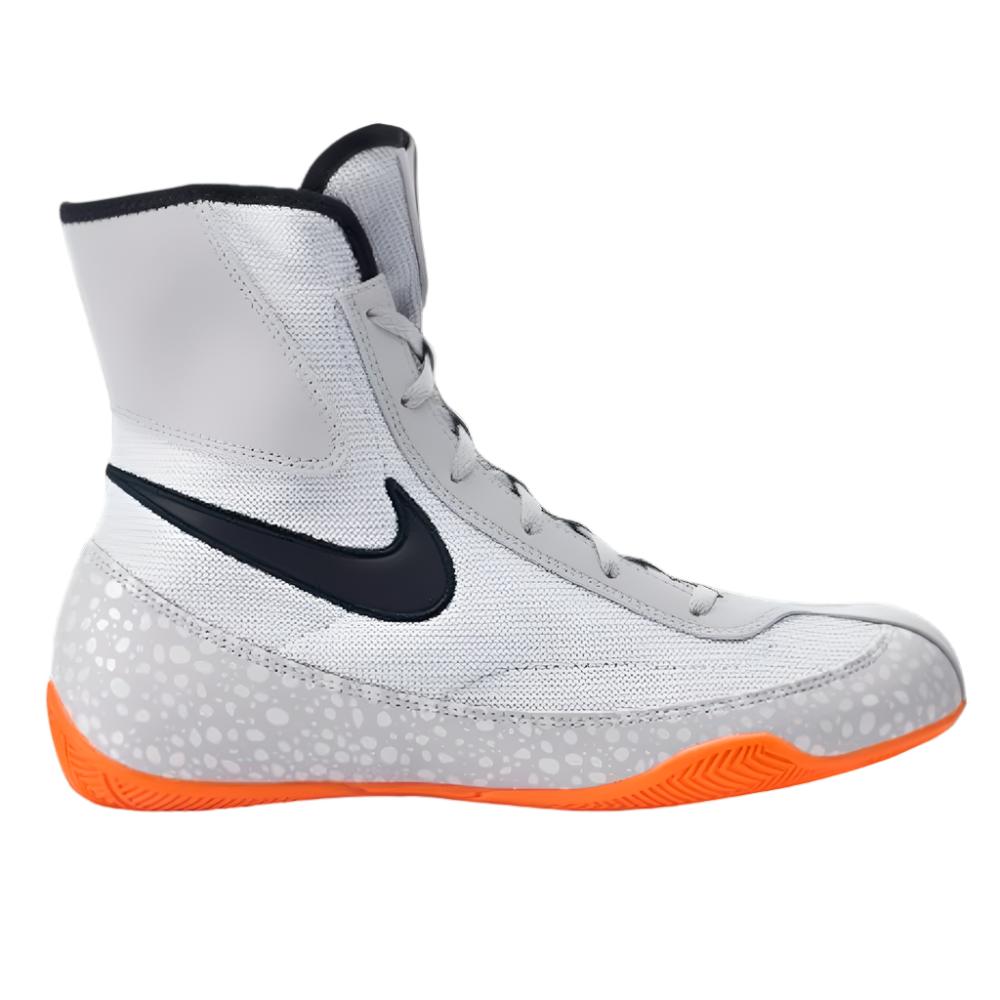 Nike Machomai SE Paris olympics Boxing Boots grey with black Nike swoosh and orange sole