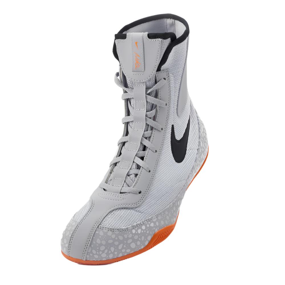 Nike Machomai SE Paris olympics Boxing Boots grey with black Nike swoosh and orange sole