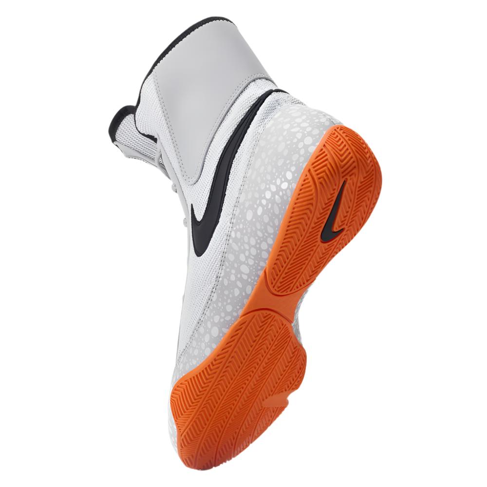 Nike Machomai SE Paris olympics Boxing Boots grey with black Nike swoosh and orange sole
