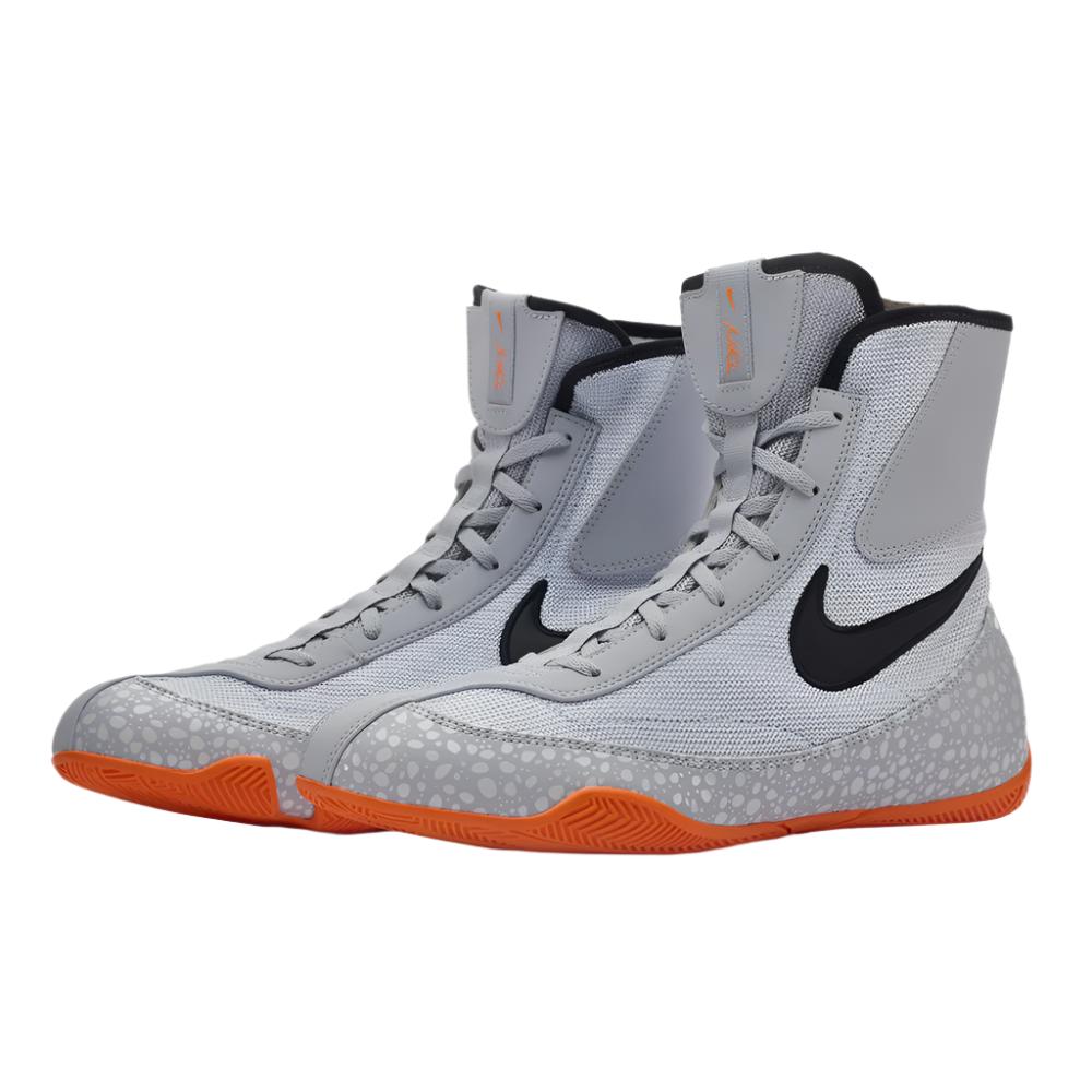 Nike Machomai SE Paris olympics Boxing Boots grey with black Nike swoosh and orange sole