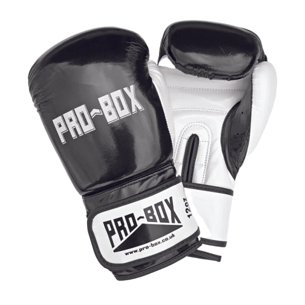 Pro-Box Club Spar Boxing Gloves black and white colour with white Pro-Box logo