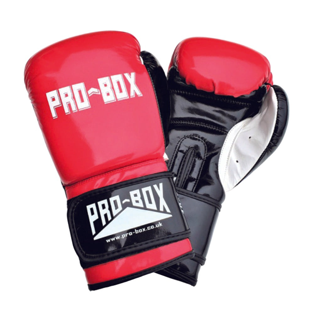 pro-box club spar boxing gloves red with black and white pro-box logo