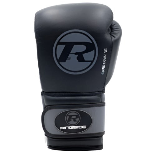 Ringside G2 Pro Training Gloves black with grey boxing gloves and grey Ringside logo