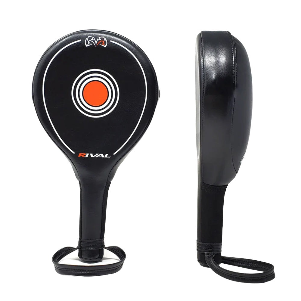 Rival power paddles black with white and orange Rival boxing logo