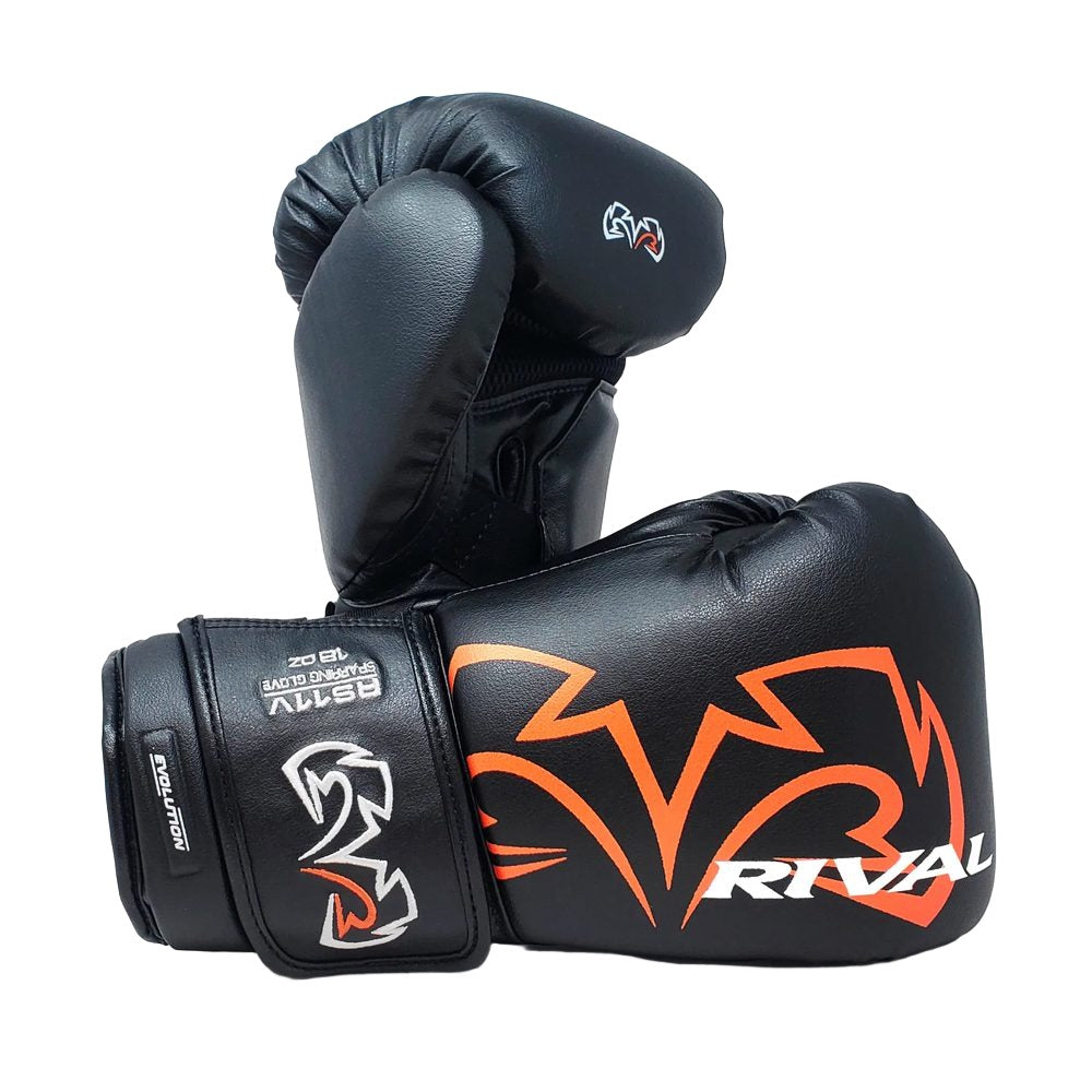 Rival RS11v Sparring Gloves black with white Rival logo