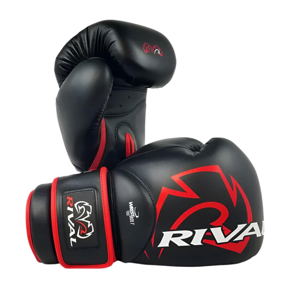 Rival RS4 Aero Sparring Gloves 2.0 black with red Rival boxing logo