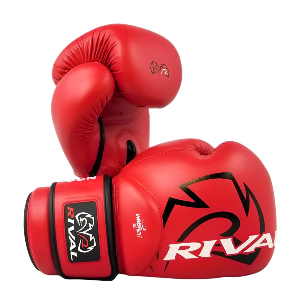 Rival RS4 Aero Sparring Gloves 2.0 red with black Rival boxing logo