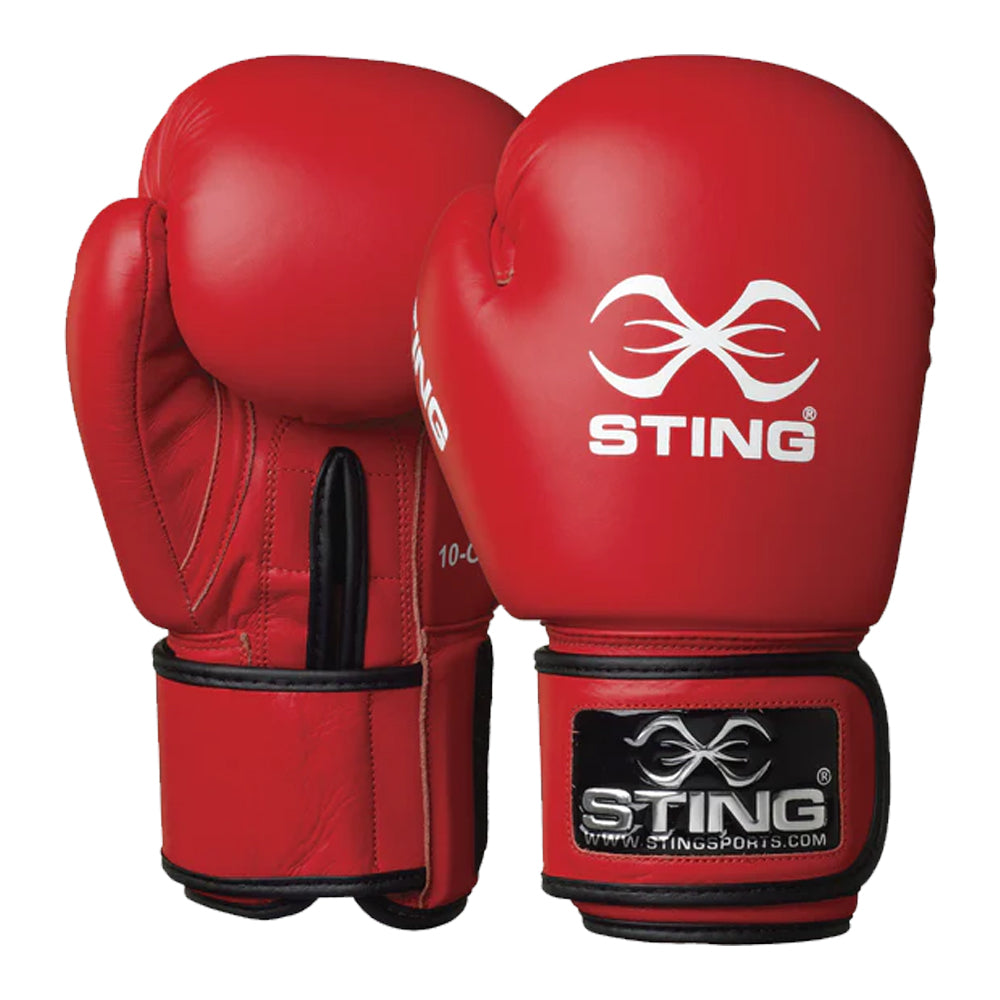 Sting IBA Boxing Gloves Red with white Sting logo