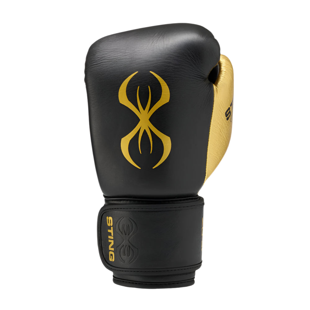 Sting Evolution pro boxing Gloves Black Gold