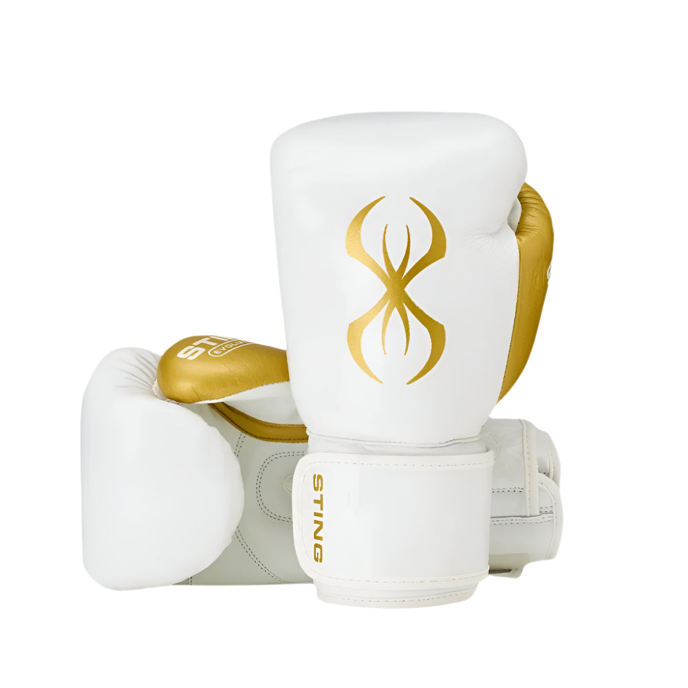 Sting Evolution pro boxing Gloves White Gold