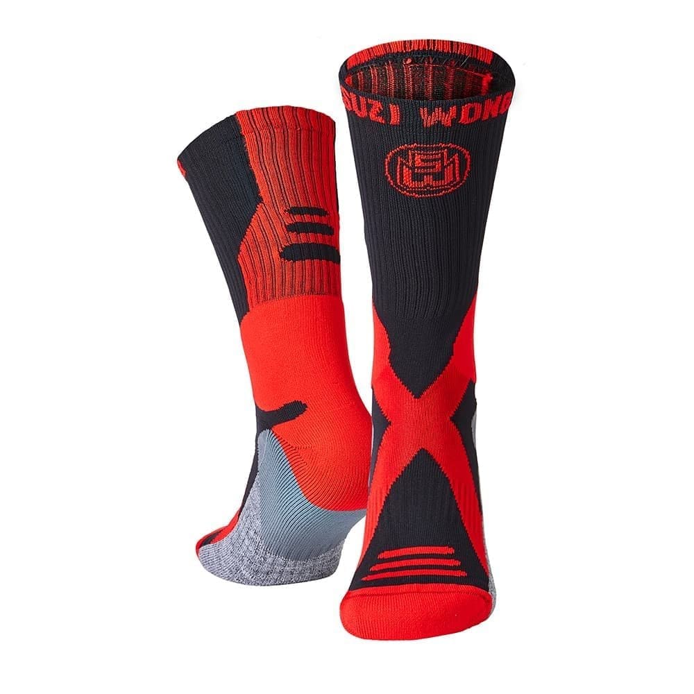 Suzi Wong X Sole Boxing Socks Black and Red with red Suzi Wong logo and text
