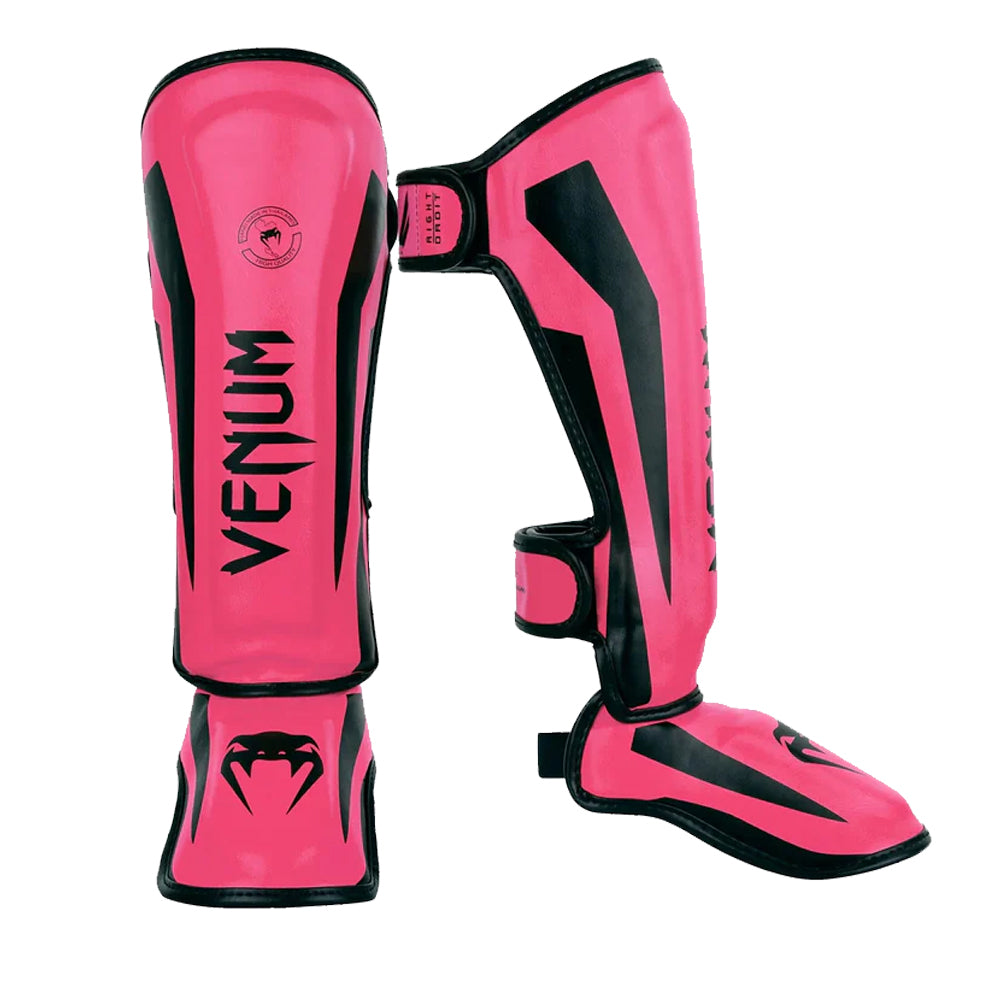 venum elite kids muay thai shin guards neon pink