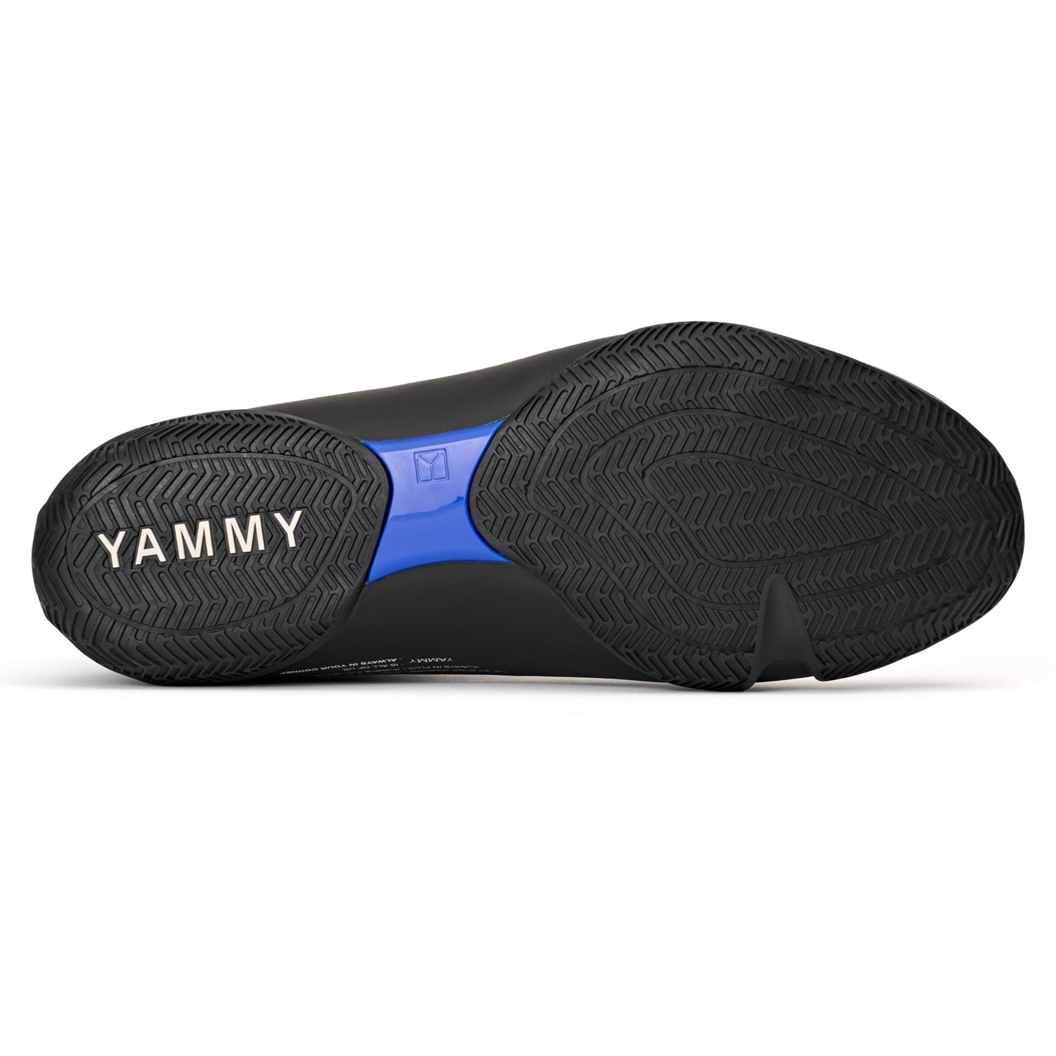 Yammy Flux Mid Boxing Boots Blackout sole all black with white yammy boxing logo