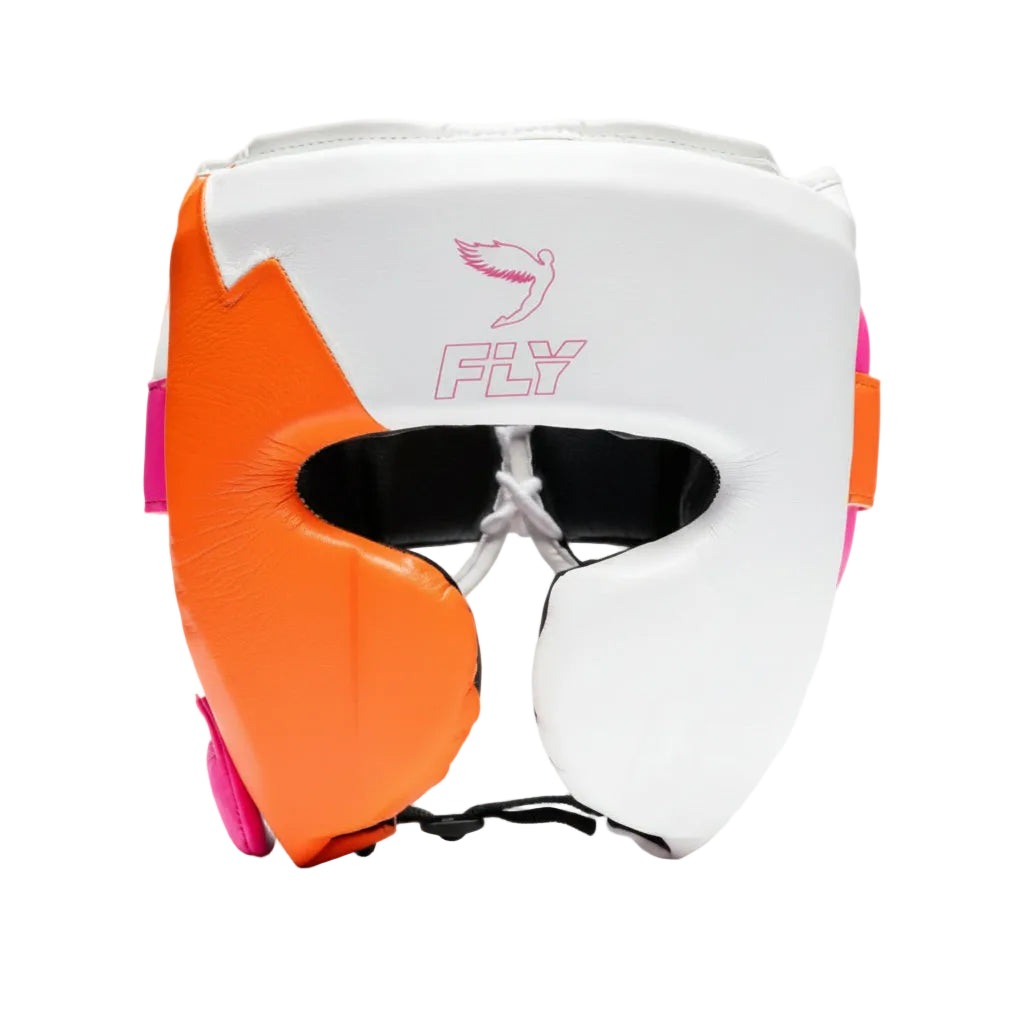 fly Knight x cheek head guard white pink orange