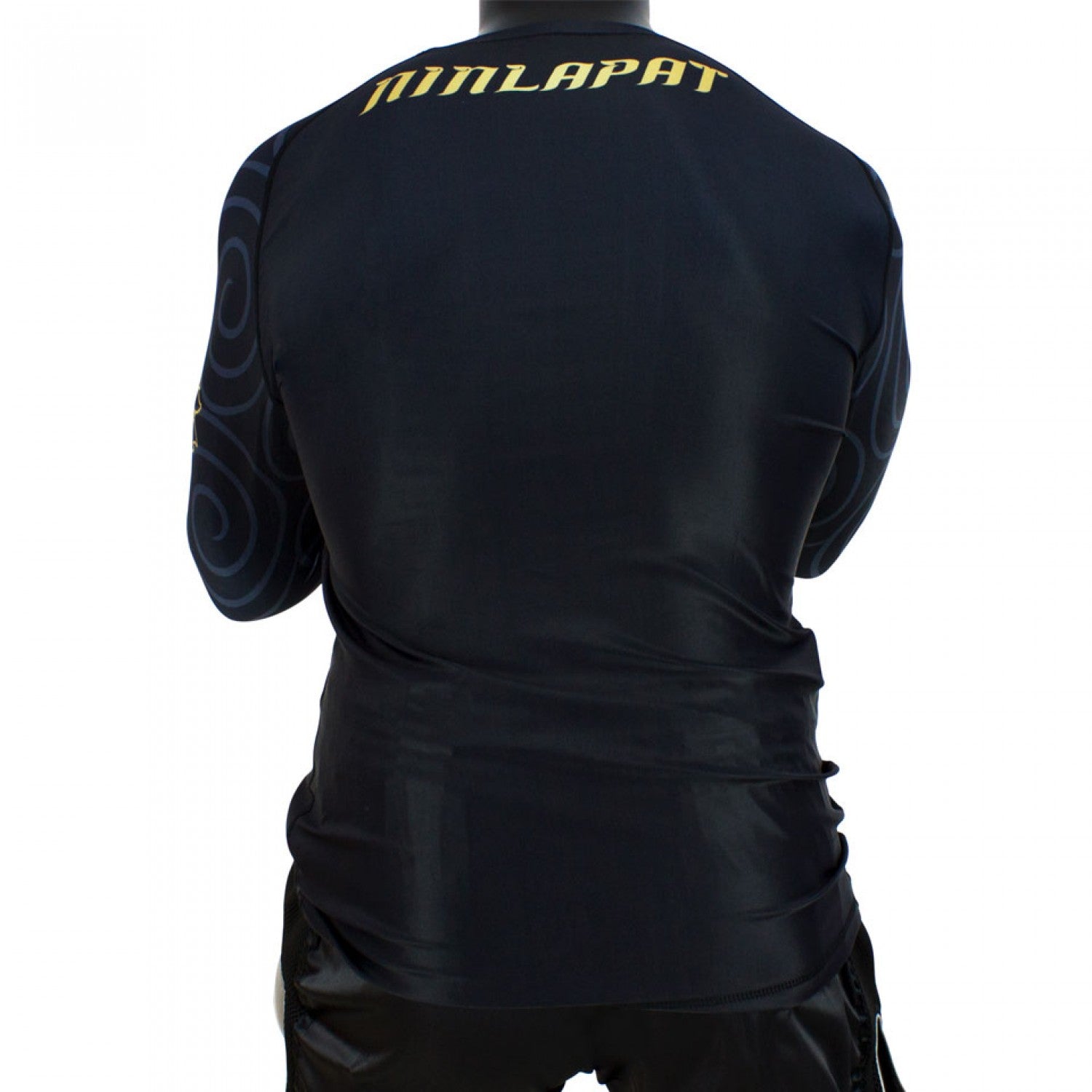 Fairtex Ninlapat Long Sleeve Rash Guard Black Gold Ninapat writing
