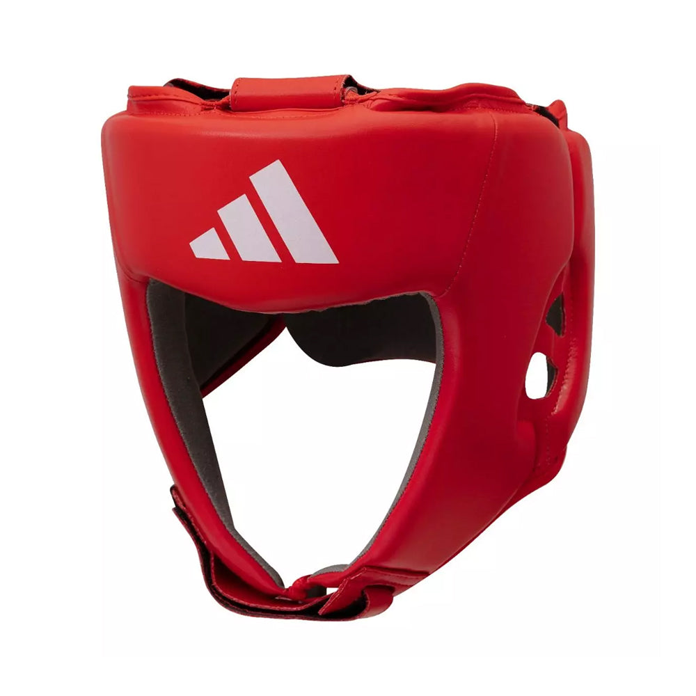 Adidas IBA Head Guard Red with white Adidas Boxing logo