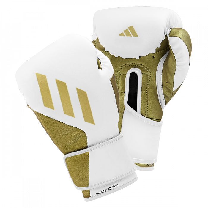 adidas tild 350 boxing gloves white gold velcro strap