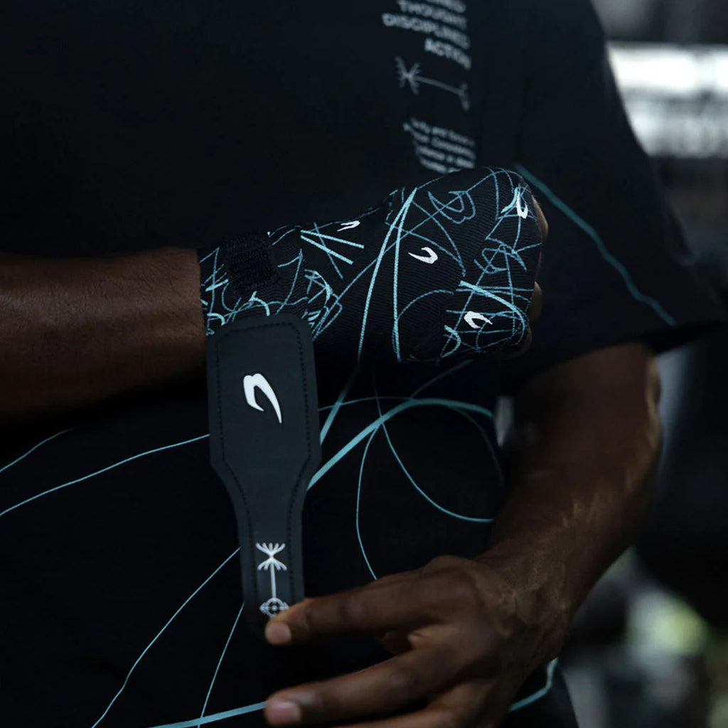 person wearing boxraaw 4.5m hand wraps for boxing