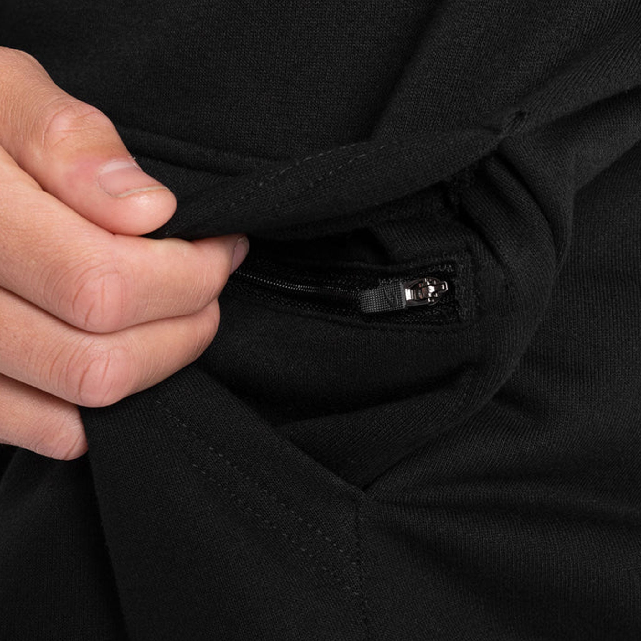 boxraw we dont play boxing oversized hoodie up close look at the zip detail in black