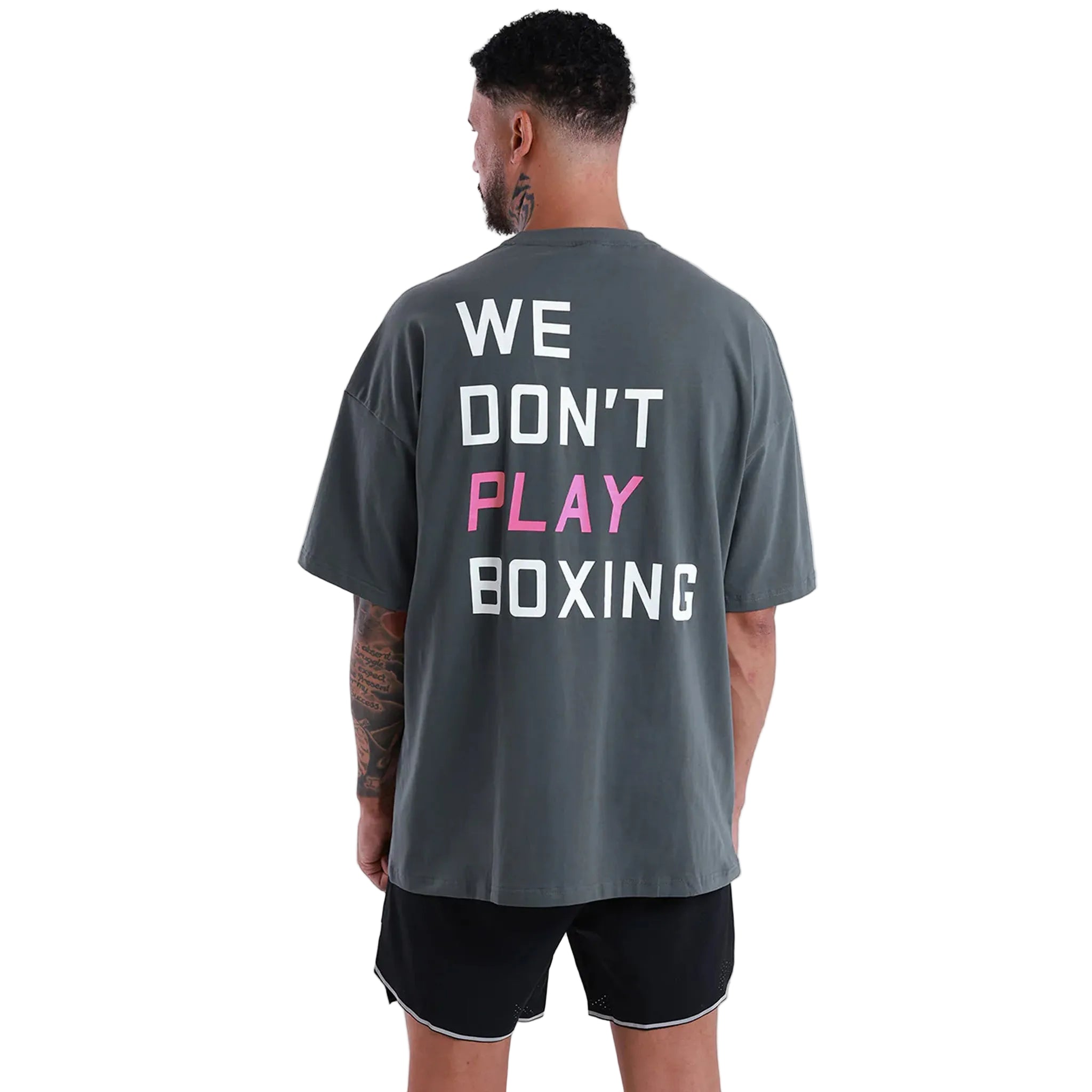 boxraw we dont play boxing t-shirt grey pink