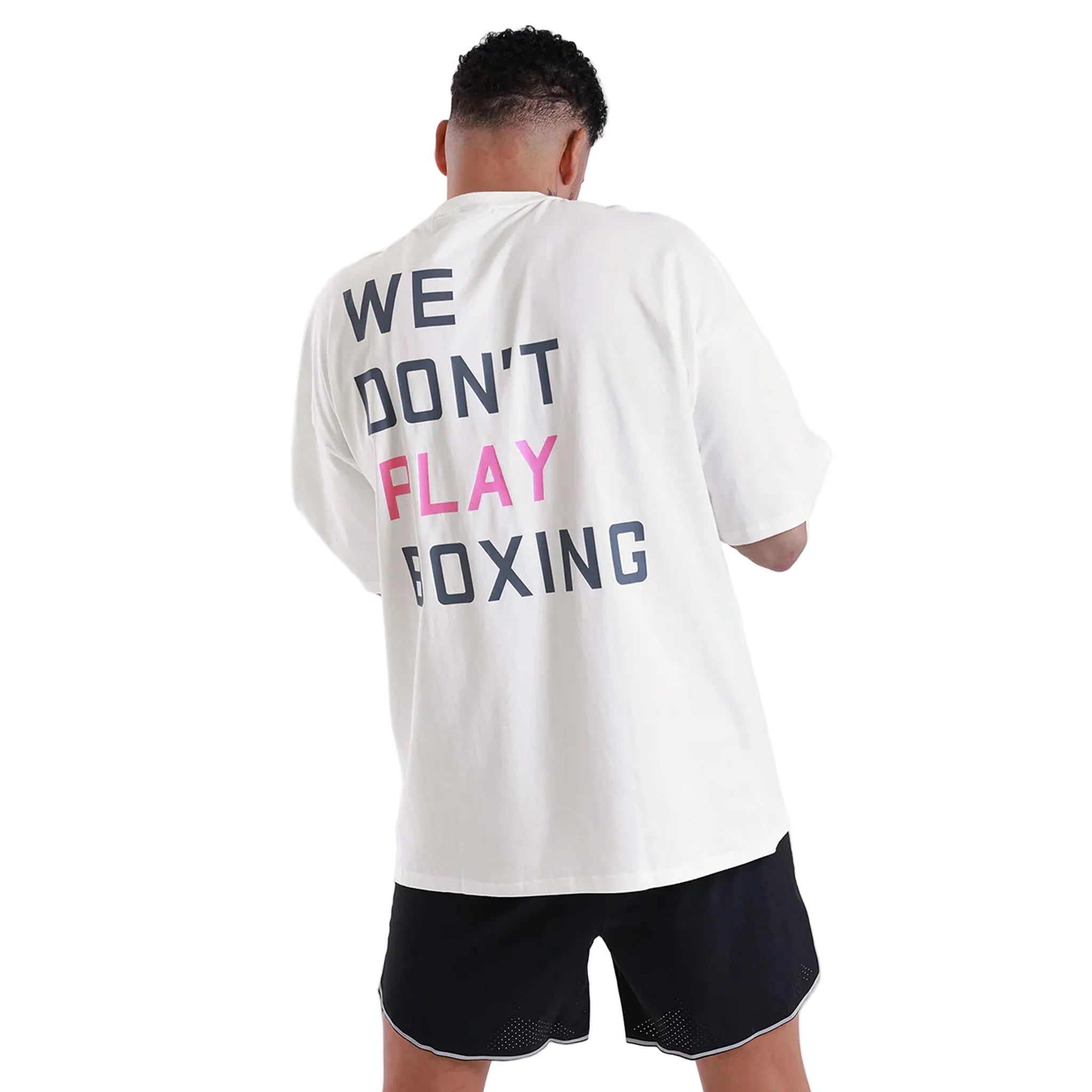 boxraw we dont play boxing t-shirt white pink