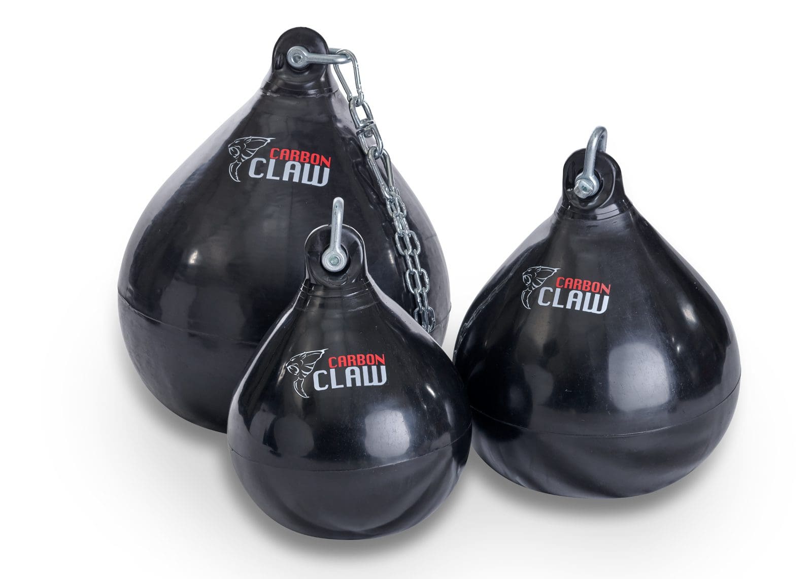 set of 3 carbon claw water bag punch bag black with white and red Carbon Claw logo