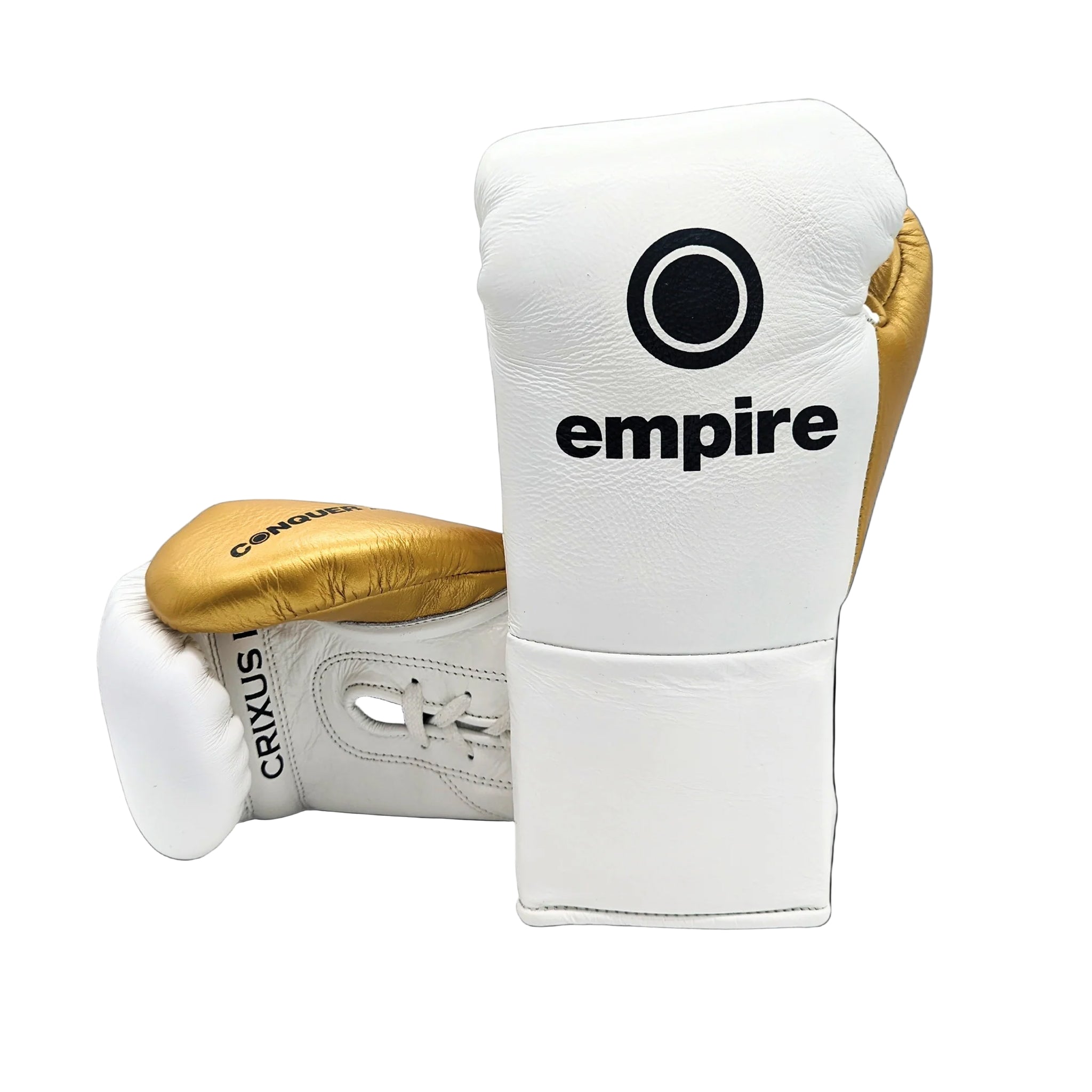 Empire Crixus 1 Lace Boxing Gloves White gold with black empire boxing logo
