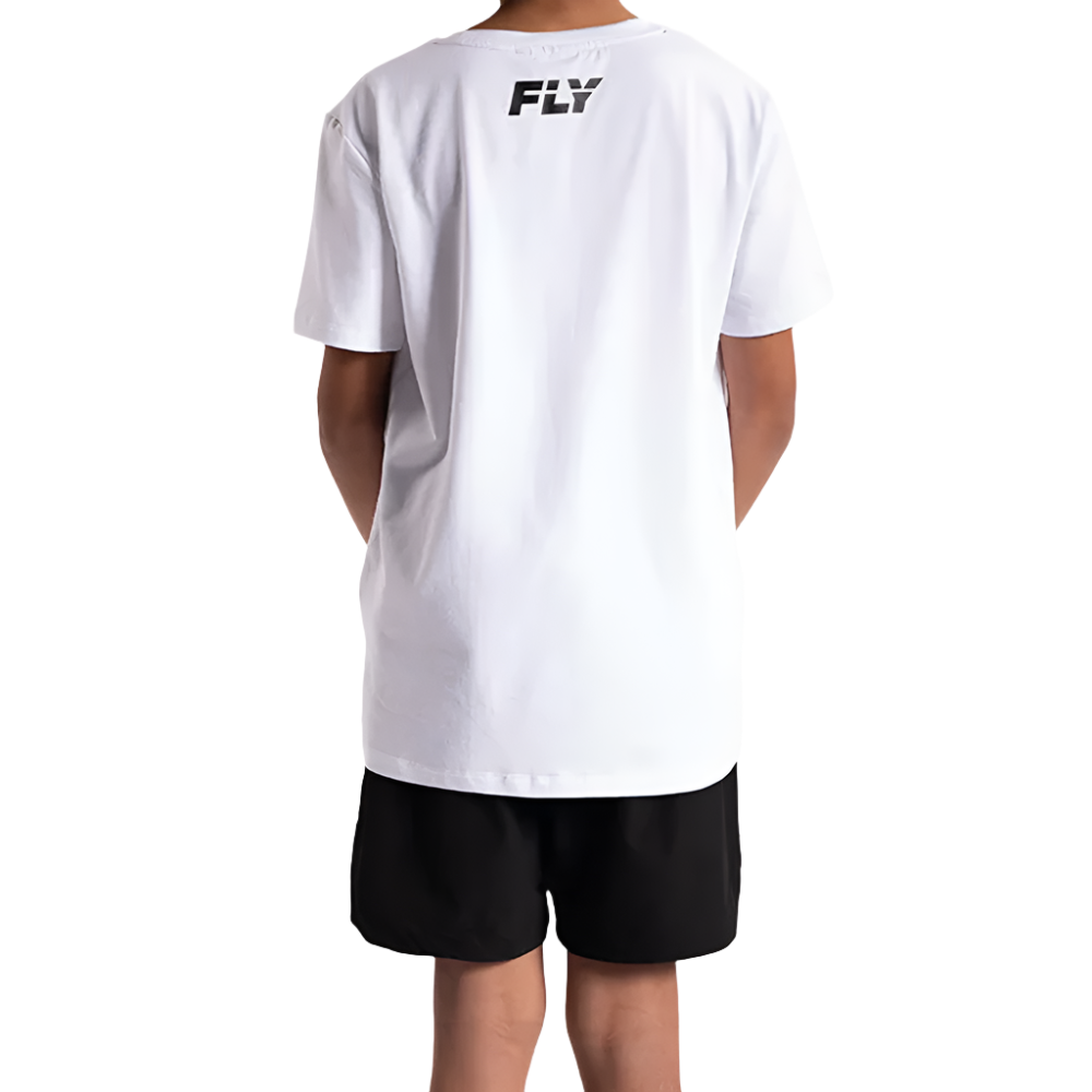 fly kids big logo t-shirt white with black fly boxing logo back view