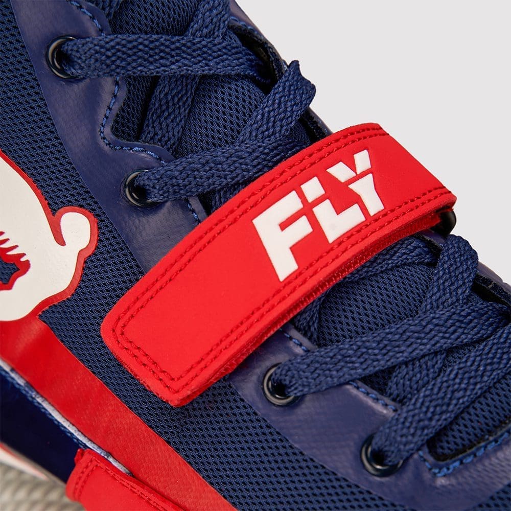 Fly Storm Boxing Boots Blue Red White with Fly logo