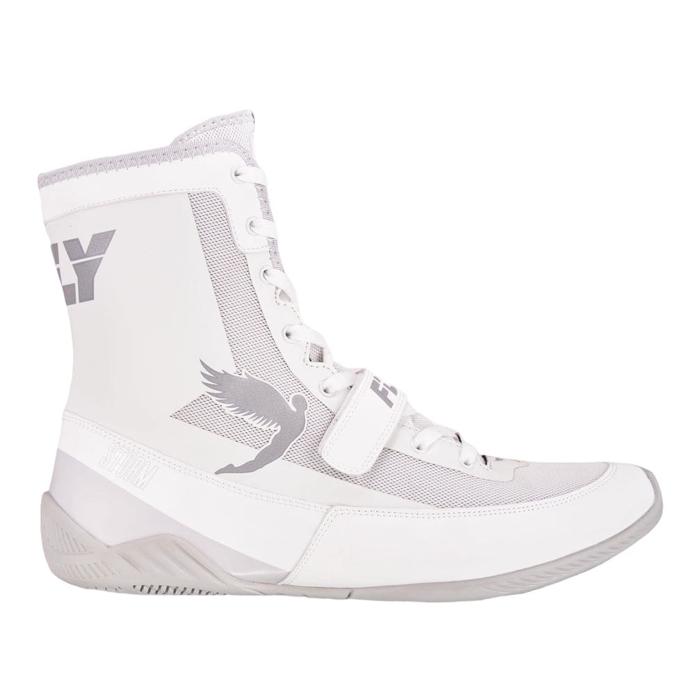 Fly Storm Boxing Boots Whitewith Grey Logo