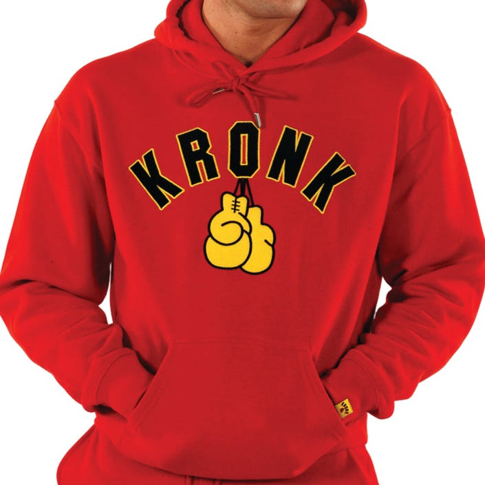 kronk gloves hoody red with black and yellow kronk boxing Gloves logo