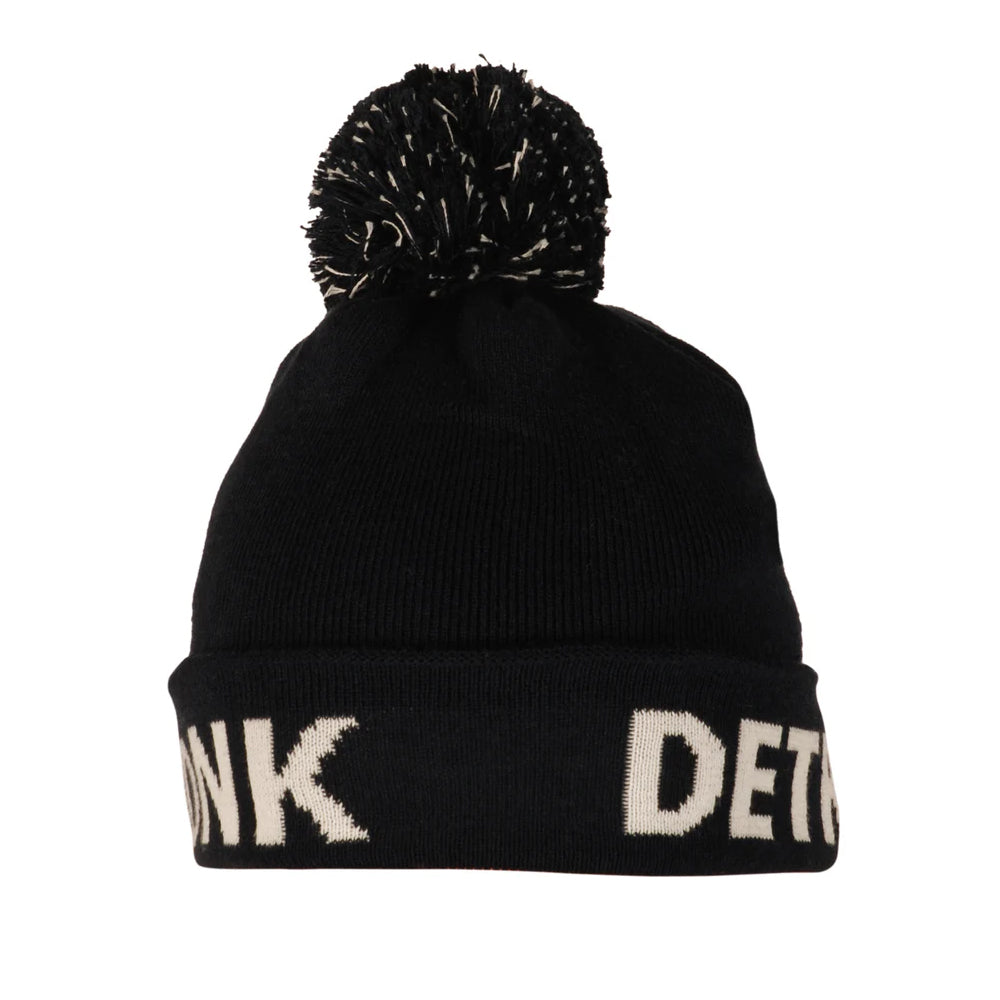 Kronk Detroit Bobble Hat Black White with kronk Detroit text in white