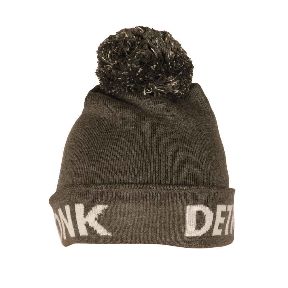 Kronk Detroit Bobble Hat grey White with kronk Detroit text in white
