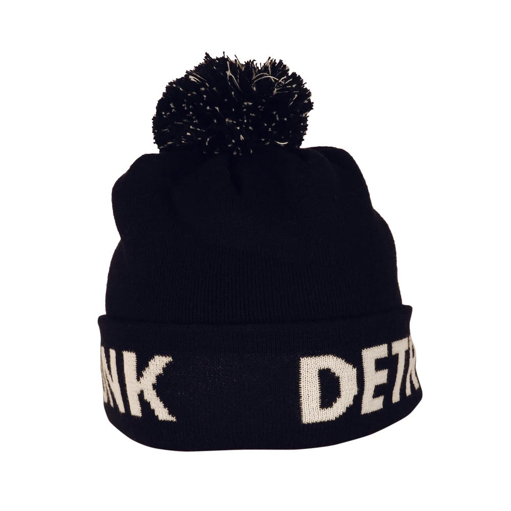 Kronk Detroit Bobble Hat navy White with kronk Detroit text in white
