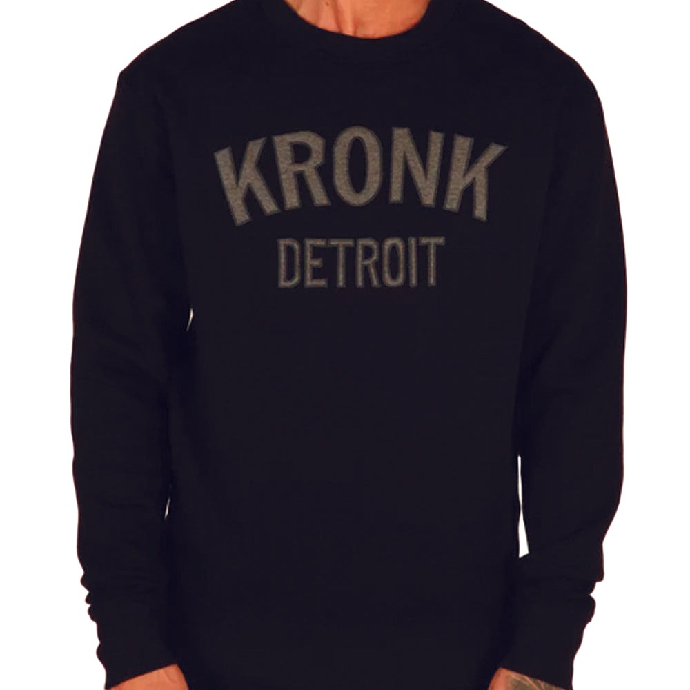Kronk Detroit Sweatshirt jumper black with grey Kronk Detroit text