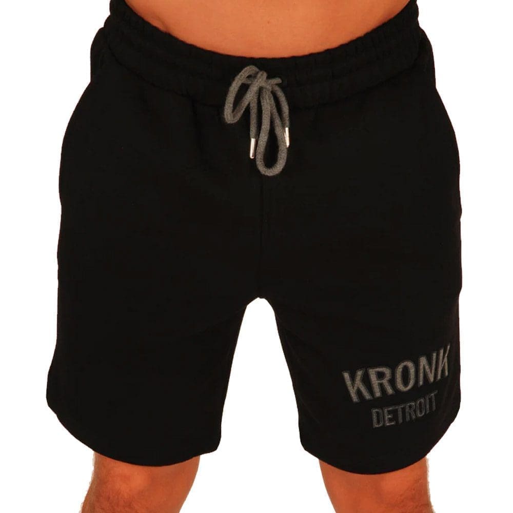 Kronk Detroit Shorts black with grey kronk Detroit text