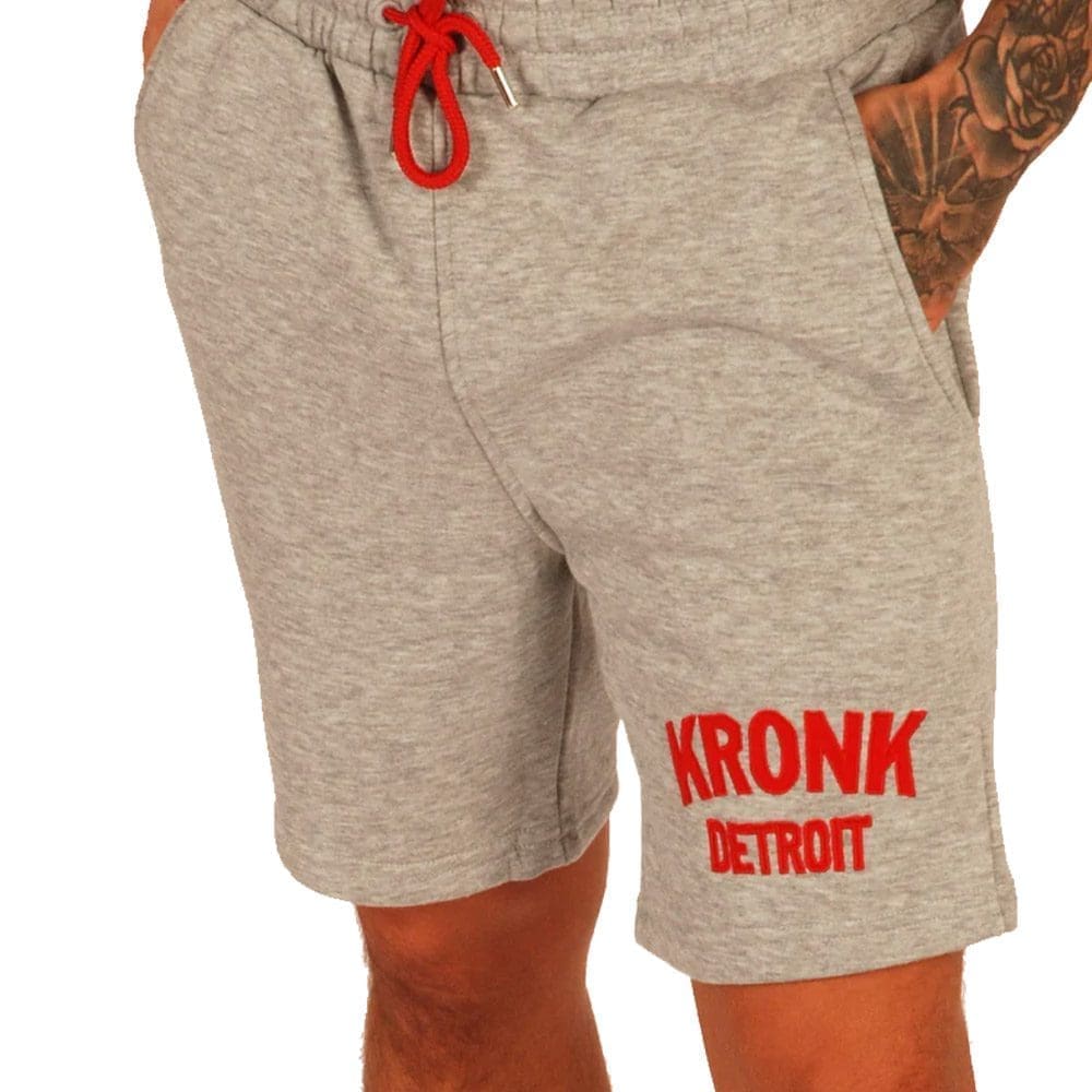 Kronk Detroit Shorts Grey with Red Kronk Detroit text