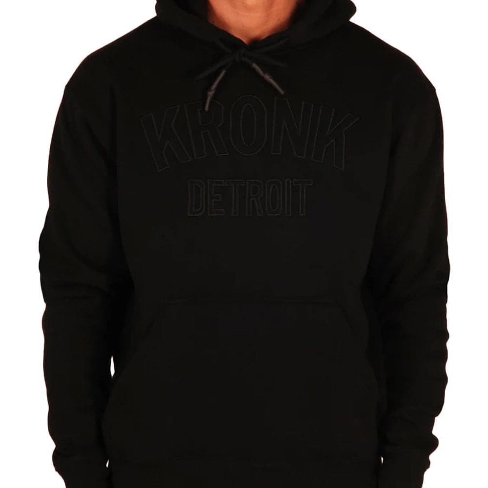 Kronk Detroit Stealth Hoody in black colour with blackKronk detroit text