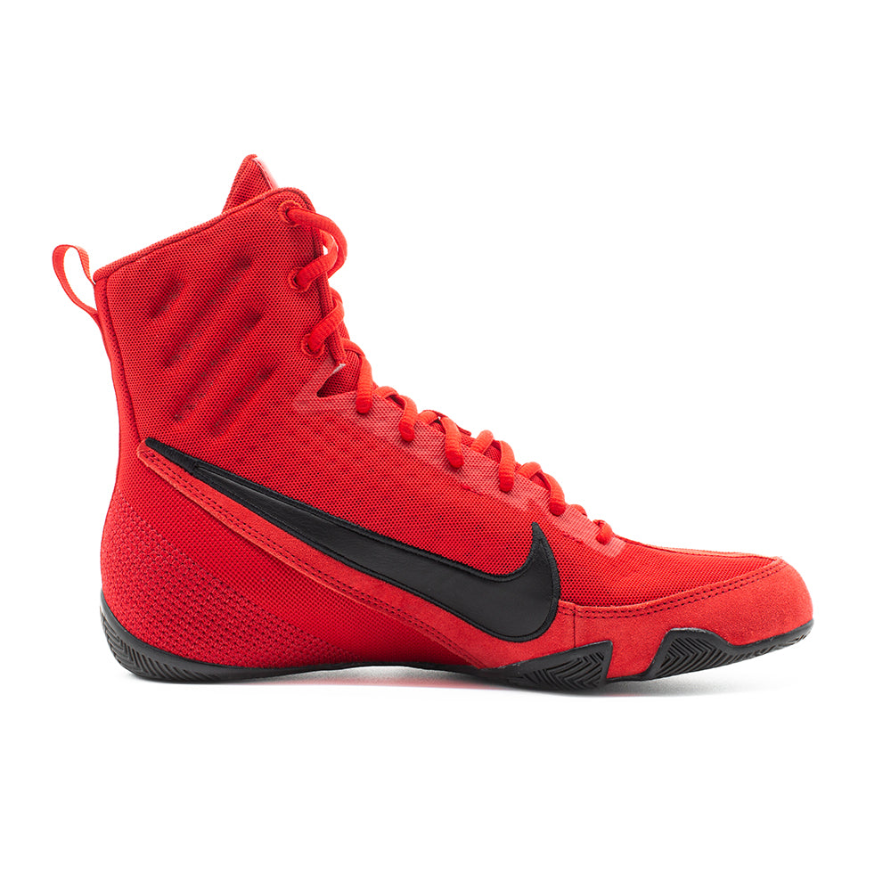 Nike Machomai 3 Boxing Boots Red/Black side view of single boot