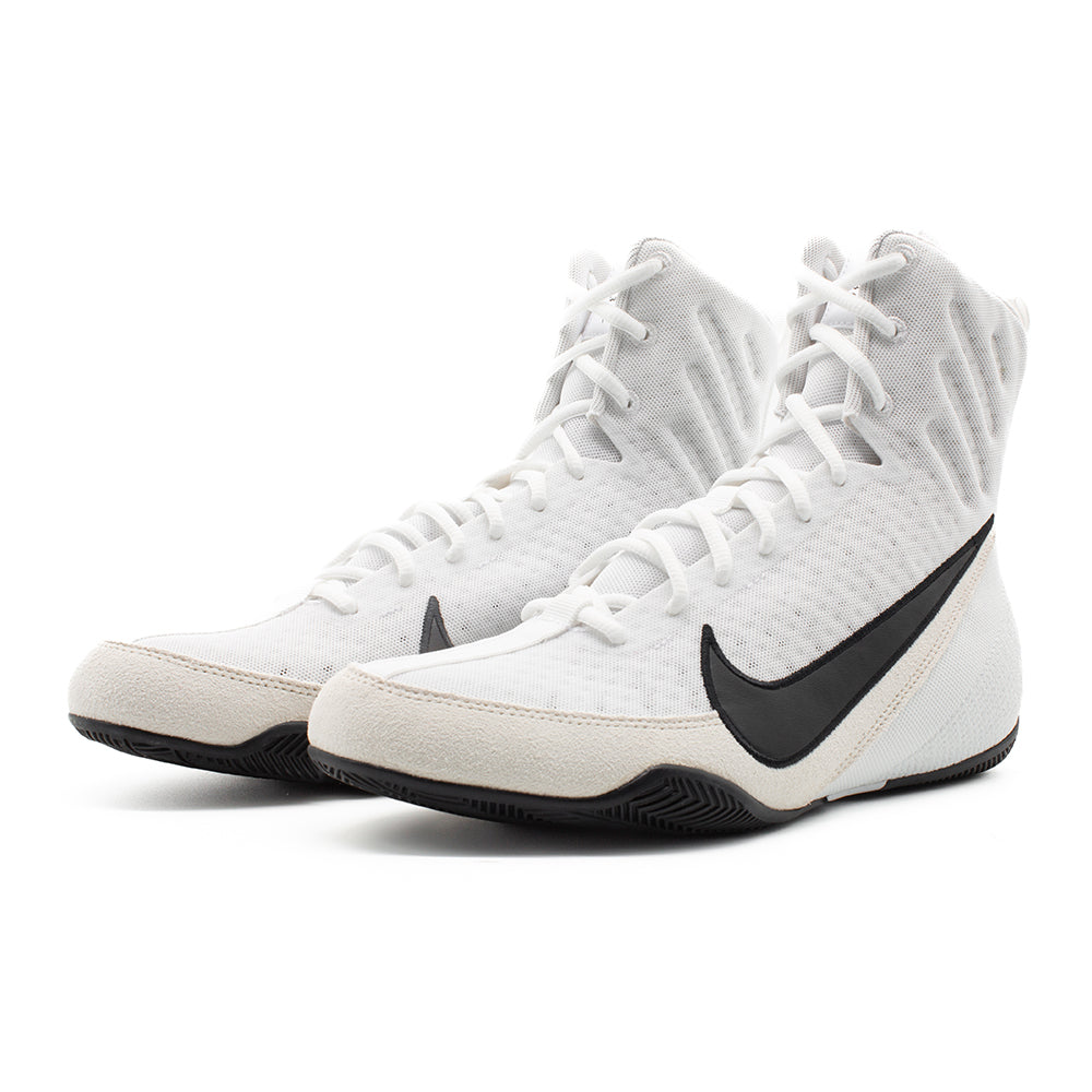 Nike Machomai 3 Boxing Boots White/Black side view of both boots