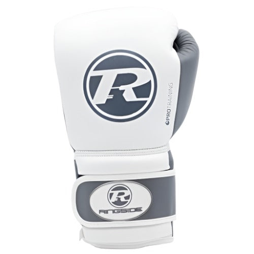 Ringside G2 Pro Training Gloves white with grey boxing gloves and grey Ringside logo