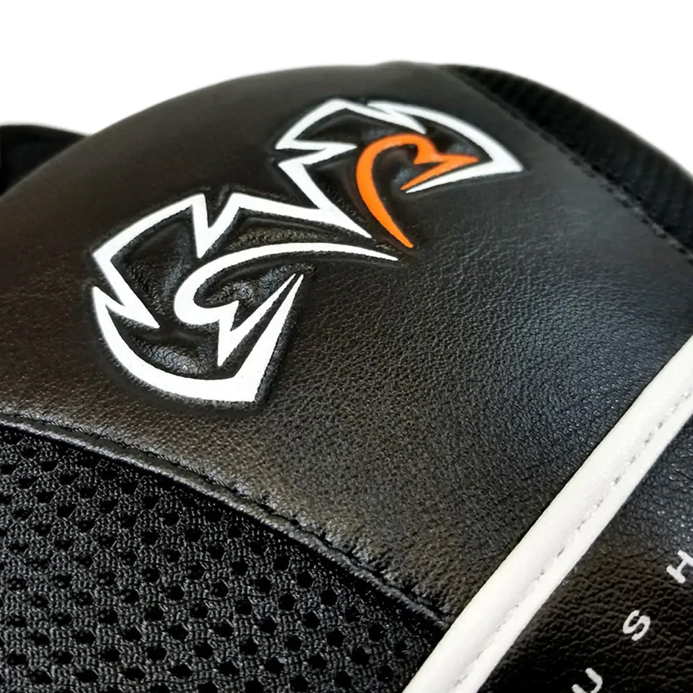 Rival RPM3 Air Punch Mitts 2.0 Boxing Pads Black with orange and white Rival logo