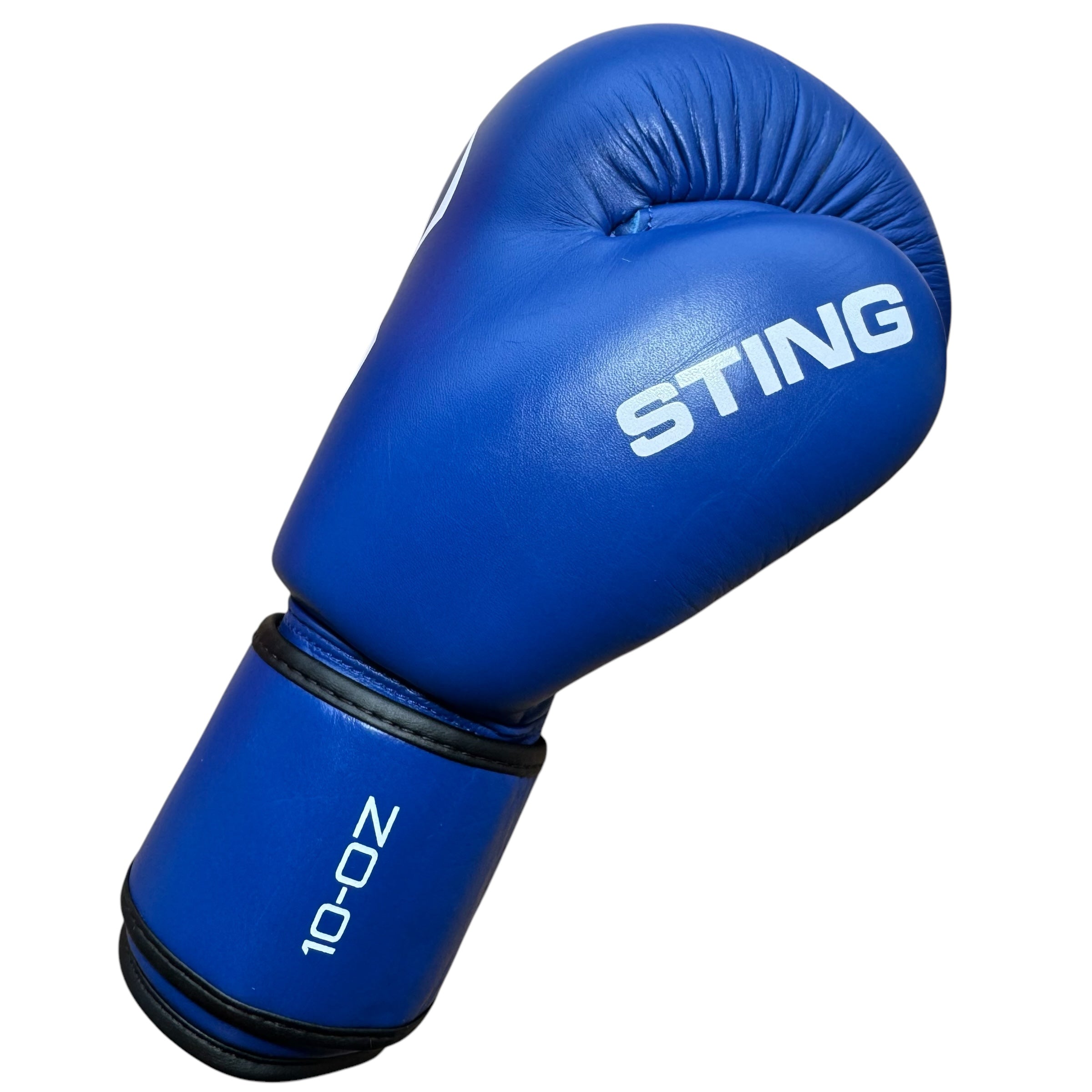 Sting Competition Approved Boxing Gloves side view with Sting text on thumb and 10oz text on wrist strap