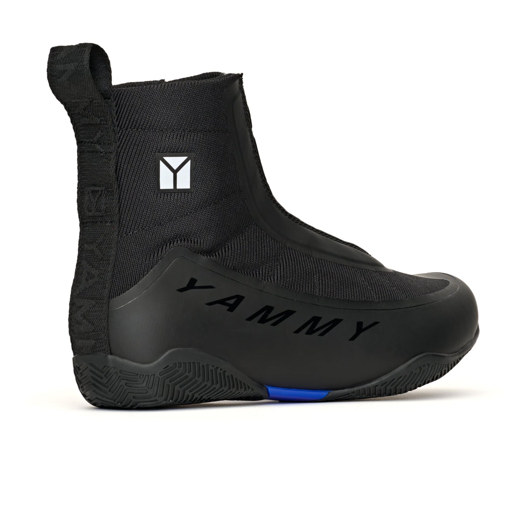 Yammy Flux Mid Boxing Boots Blackout all black with black yammy boxing logo