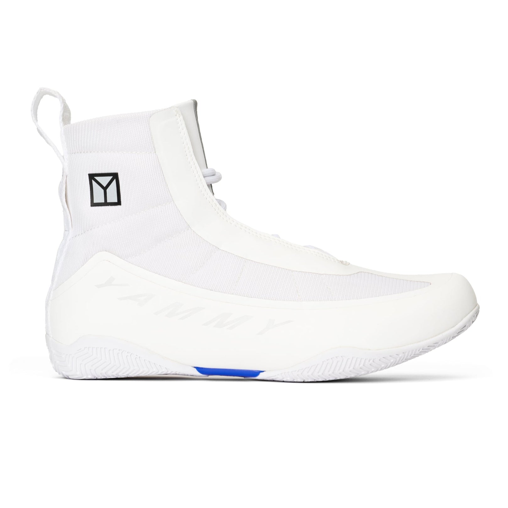 Yammy Flux Mid Boxing Boots Whiteout all white with white yammy boxing logo