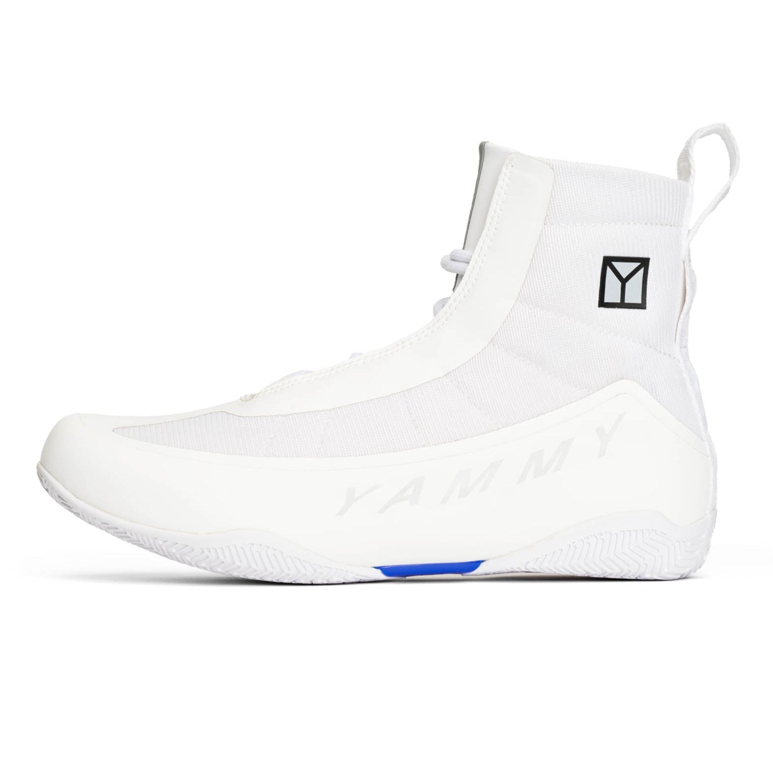 Yammy Flux Mid Boxing Boots Whiteout all white with white yammy boxing logo