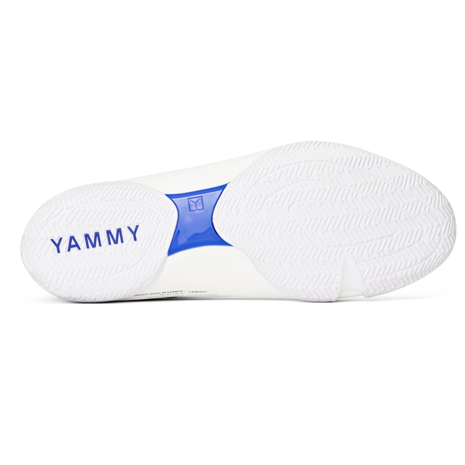 White insole with blue logo and 'YAMMY' branding on a white background